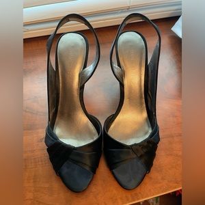 Nine West Satin Peep Toe Sling Backs